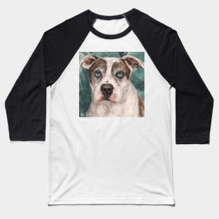 Painting of a Gorgeous Amstaff Dog with Blue Eyes Baseball T-Shirt